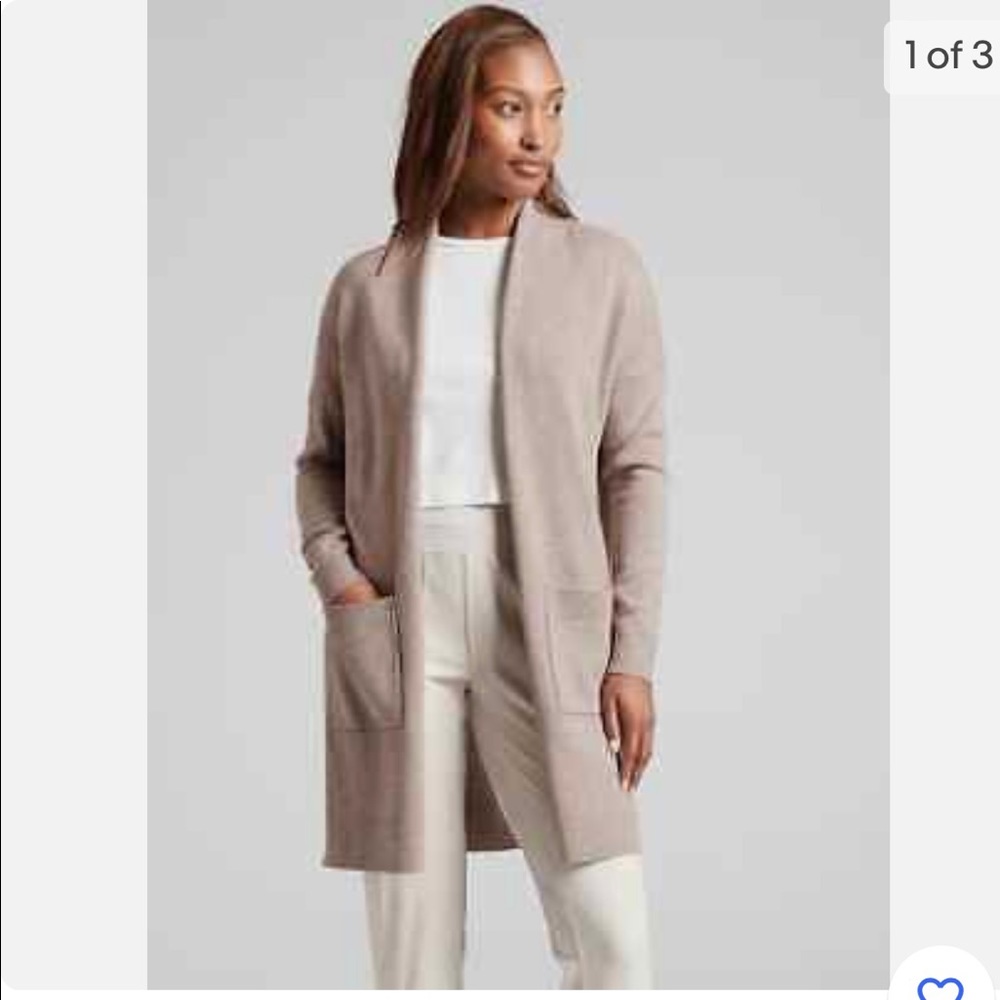 M- Athleta Taupe Cashmere Blend Spirit Wrap Sweater